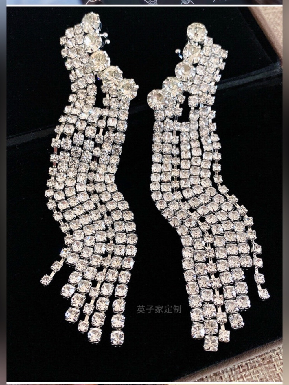 A Classy Chic Boutique Silver Crystal Fringe Drop Earrings